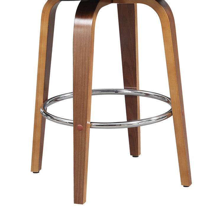 Bucket Seat Counter Height Barstool with Flared Legs, Brown and Black