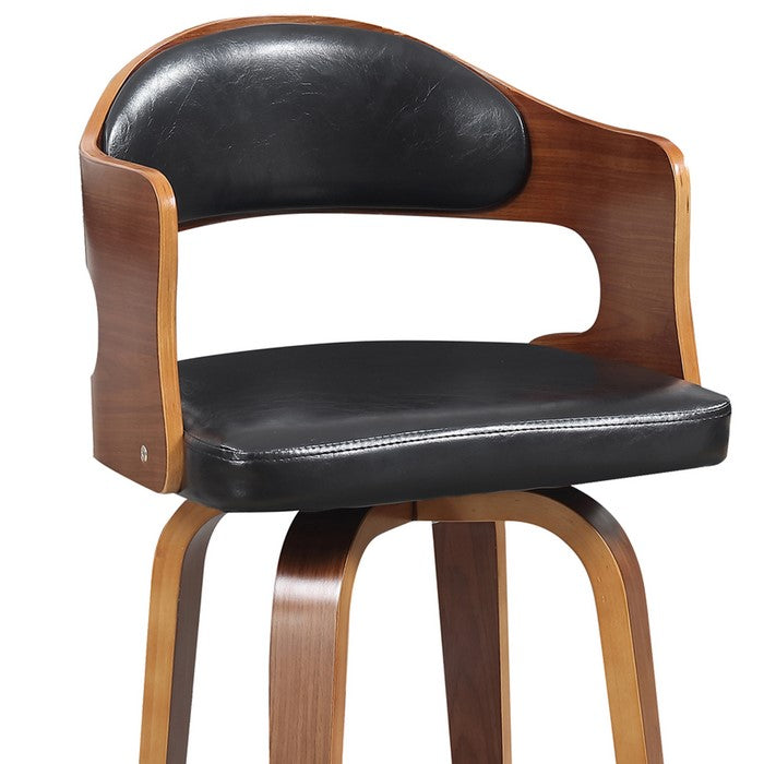 Bucket Seat Counter Height Barstool with Flared Legs, Brown and Black
