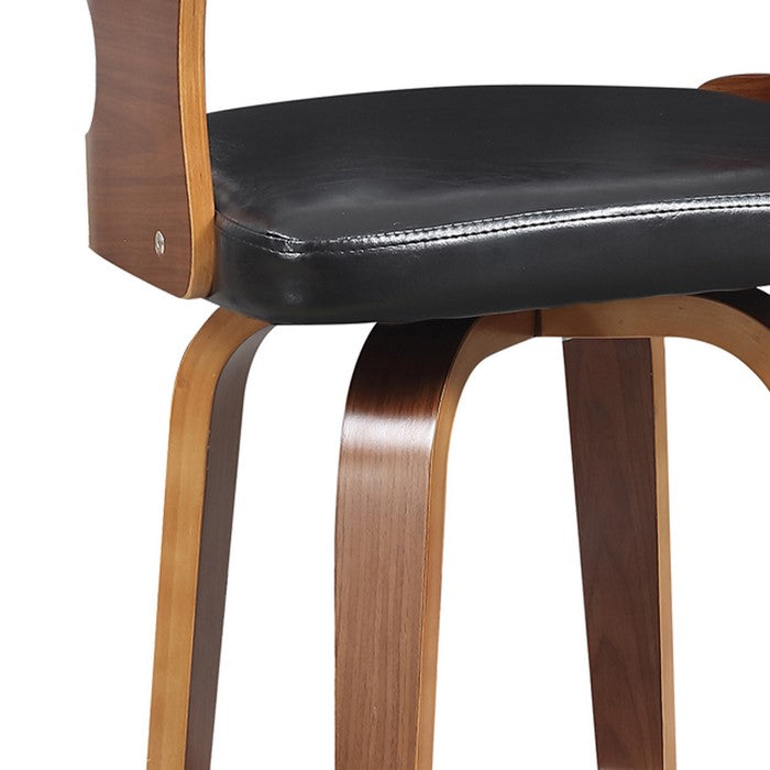 Bucket Seat Counter Height Barstool with Flared Legs, Brown and Black