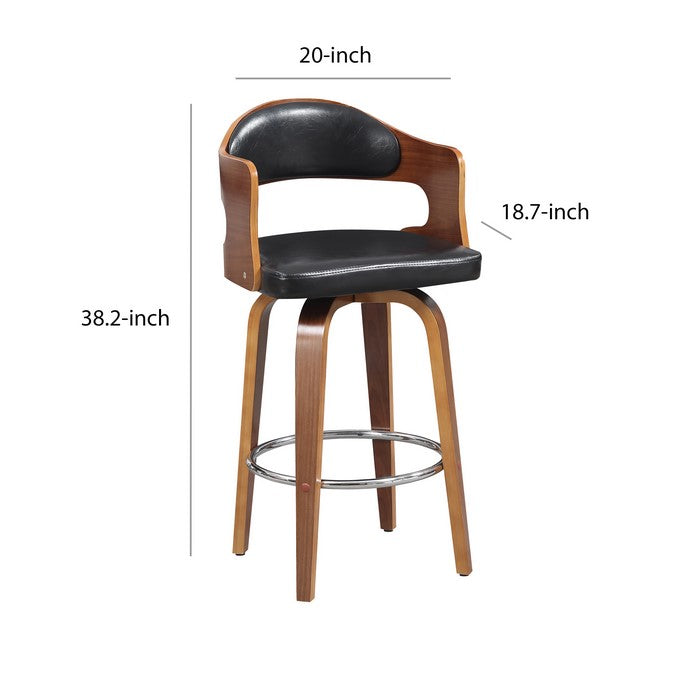 Bucket Seat Counter Height Barstool with Flared Legs, Brown and Black