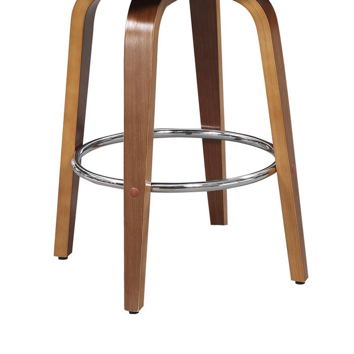 Bucket Seat Counter Height Barstool with Flared Legs, Brown and Silver