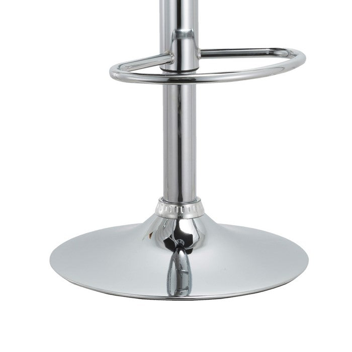Curved Leatherette Seat Metal Frame Swivel Barstool, Black and Chrome