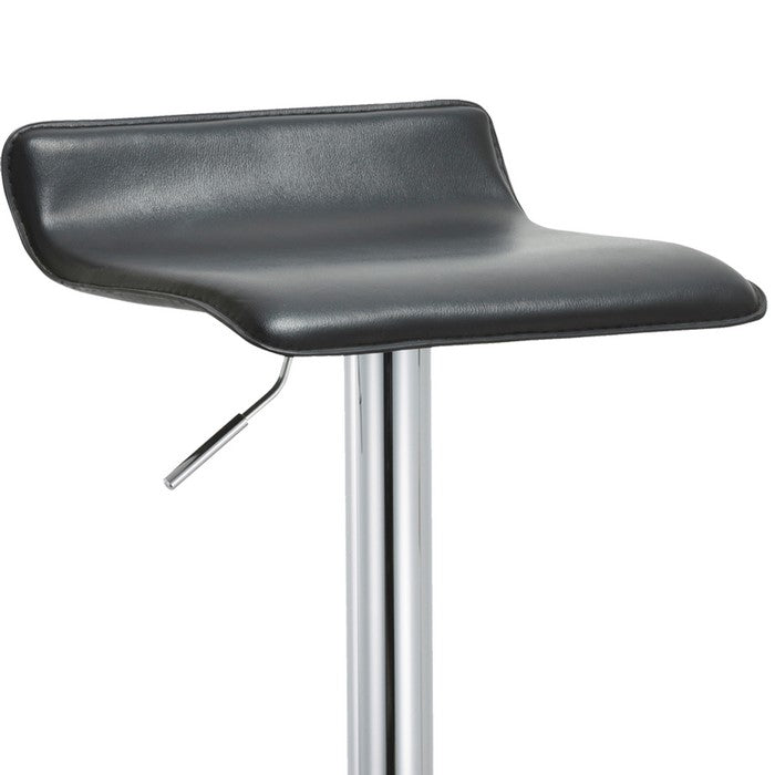 Curved Leatherette Seat Metal Frame Swivel Barstool, Black and Chrome
