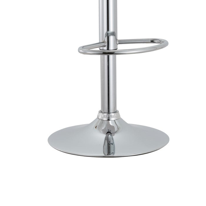 Curved Leatherette Seat Metal Frame Swivel Barstool, White and Chrome