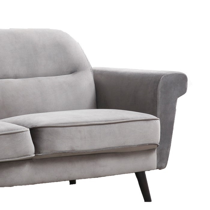 Fabric Upholstered Sofa with Key Arms and Canonical Legs, Dark Gray