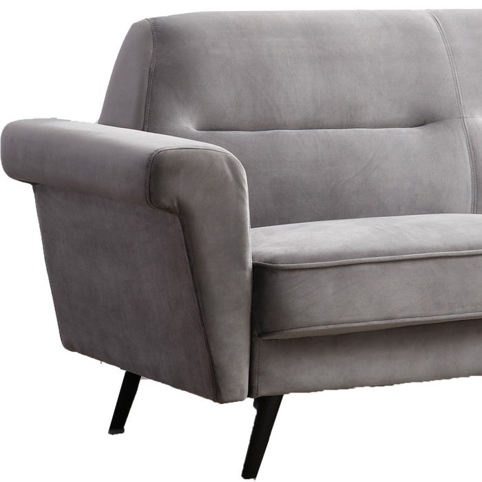 Fabric Upholstered Sofa with Key Arms and Canonical Legs, Dark Gray