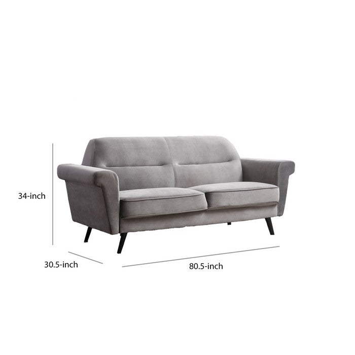 Fabric Upholstered Sofa with Key Arms and Canonical Legs, Dark Gray