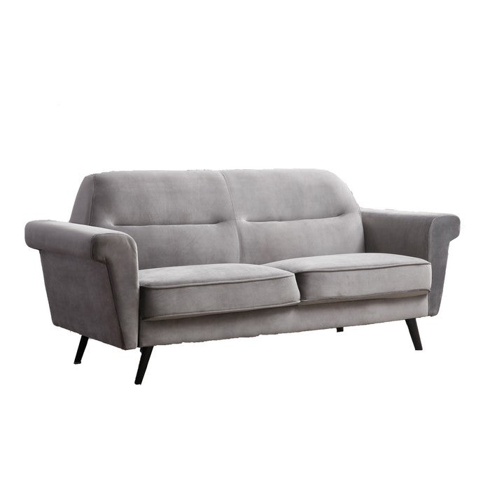 Fabric Upholstered Sofa with Key Arms and Canonical Legs, Dark Gray