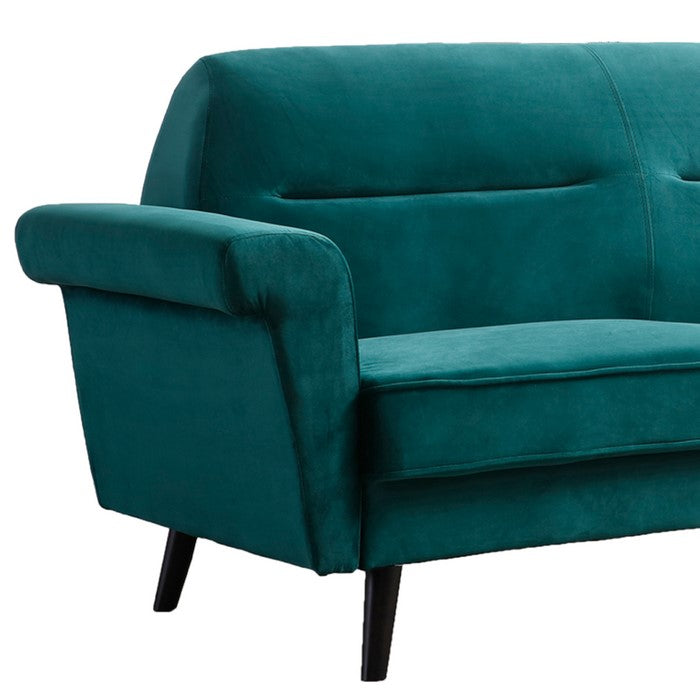 Fabric Upholstered Sofa with Key Arms and Canonical Legs, Green