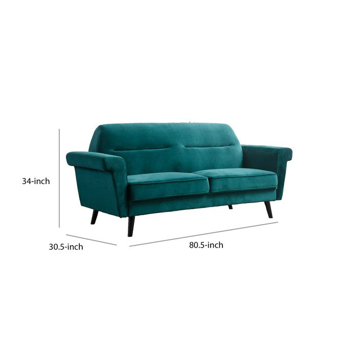 Fabric Upholstered Sofa with Key Arms and Canonical Legs, Green