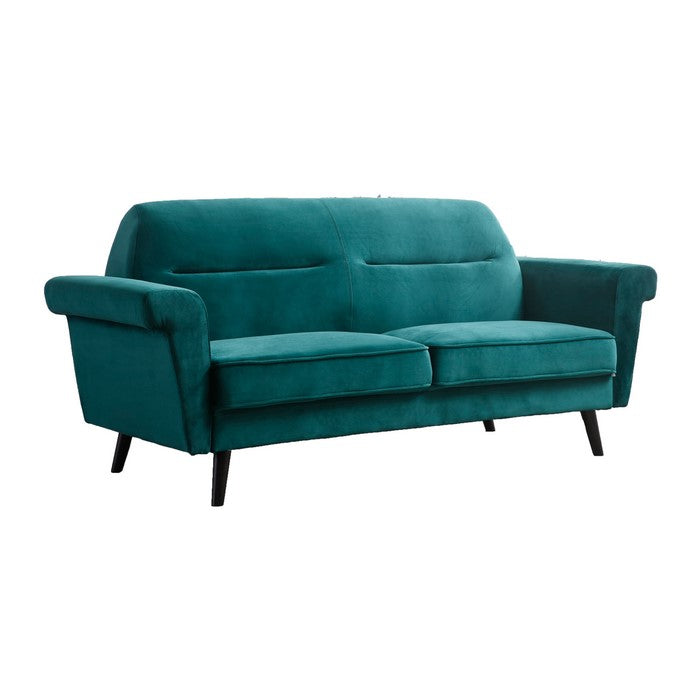 Fabric Upholstered Sofa with Key Arms and Canonical Legs, Green