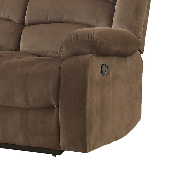 Fabric Upholstered Dual Recliner Loveseat with Tufted Backrest, Brown