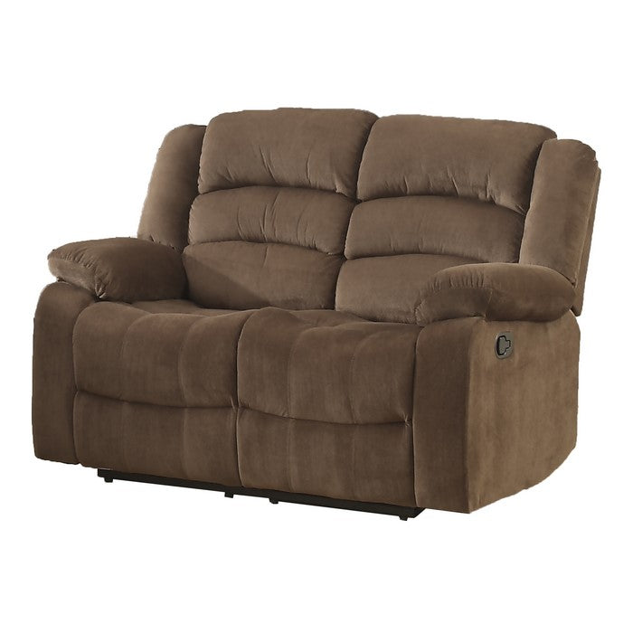 Fabric Upholstered Dual Recliner Loveseat with Tufted Backrest, Brown