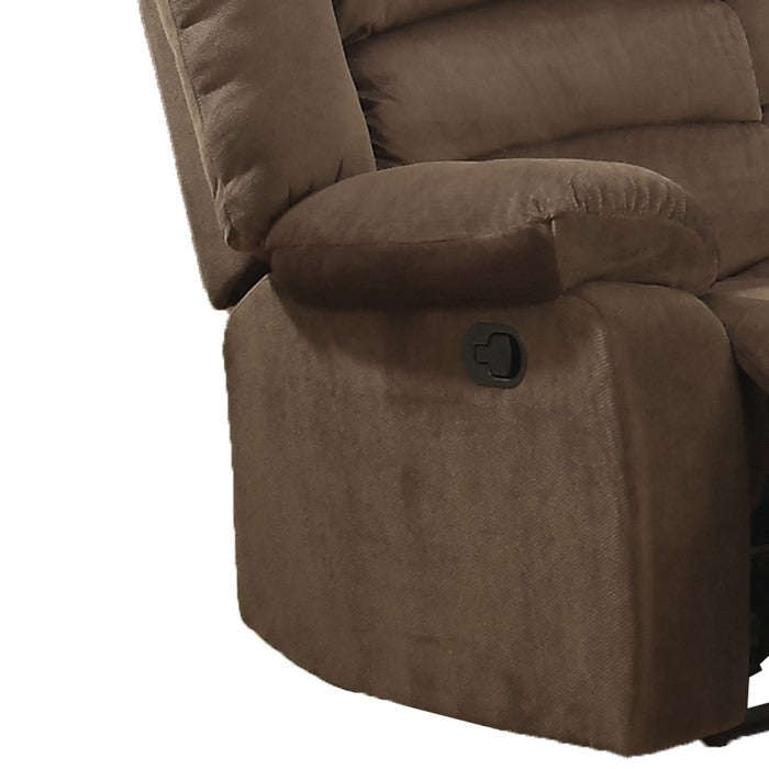 Fabric Upholstered Dual Recliner Sofa with Tufted Backrest, Brown