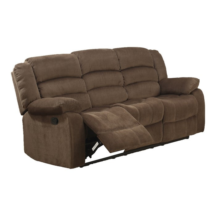 Fabric Upholstered Dual Recliner Sofa with Tufted Backrest, Brown