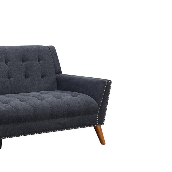 Nailhead Trim Fabric Upholstered Sofa with Tufted Details, Gray