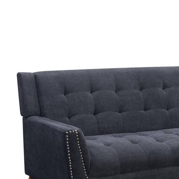 Nailhead Trim Fabric Upholstered Sofa with Tufted Details, Gray