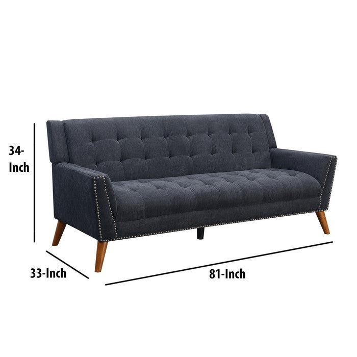 Nailhead Trim Fabric Upholstered Sofa with Tufted Details, Gray
