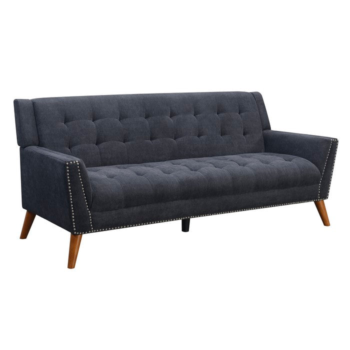 Nailhead Trim Fabric Upholstered Sofa with Tufted Details, Gray