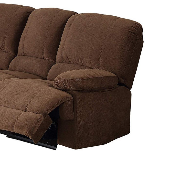 Fabric Upholstered Recliner Sofa with Tufted Backrest and Pillow Arms,Brown