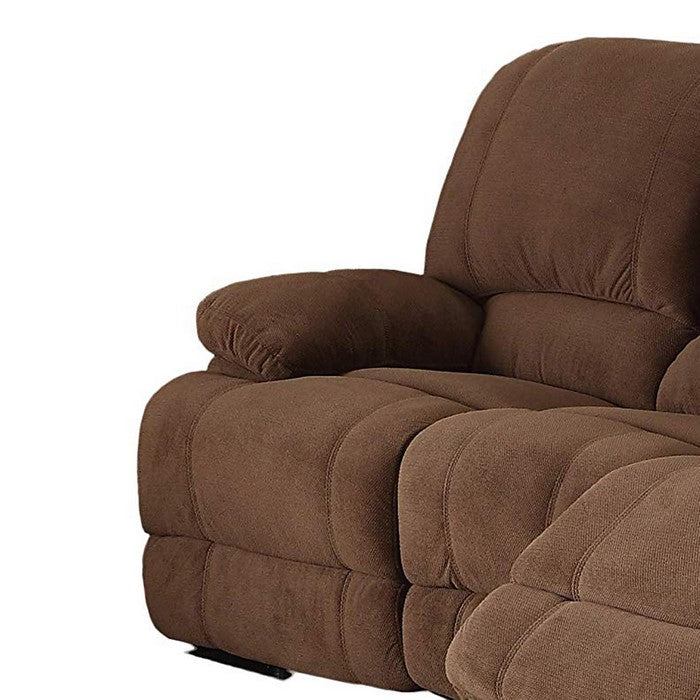 Fabric Upholstered Recliner Sofa with Tufted Backrest and Pillow Arms,Brown