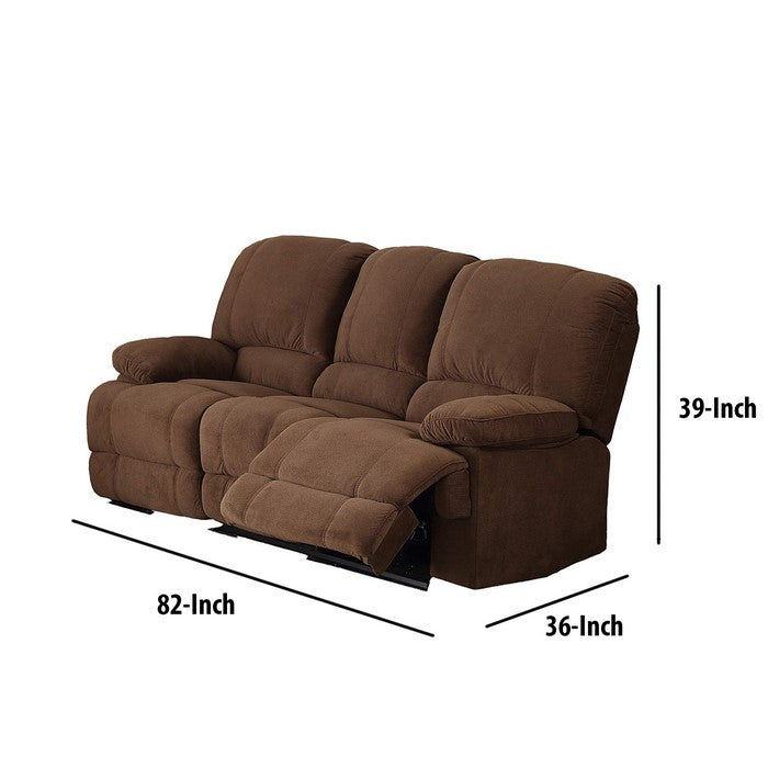 Fabric Upholstered Recliner Sofa with Tufted Backrest and Pillow Arms,Brown