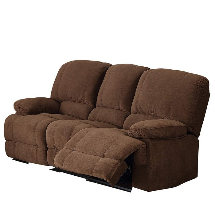 Fabric Upholstered Recliner Sofa with Tufted Backrest and Pillow Arms,Brown