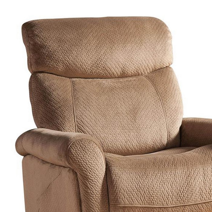 Textured Fabric Power Recliner Lift Chair with Tufted Details, Brown