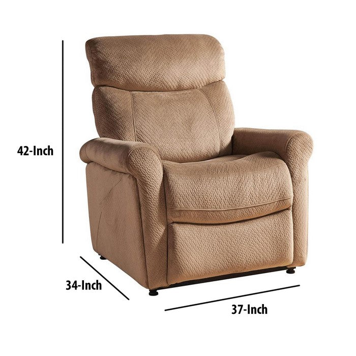 Textured Fabric Power Recliner Lift Chair with Tufted Details, Brown