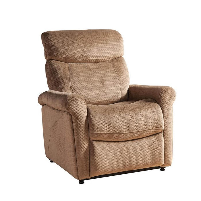 Textured Fabric Power Recliner Lift Chair with Tufted Details, Brown