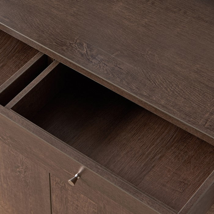 Wooden Shoe Cabinet with 2 Drawers and 2 Door Cabinet, Walnut Oak Brown