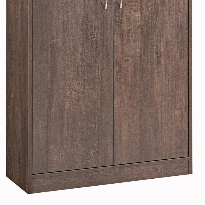 Wooden Shoe Cabinet with 2 Drawers and 2 Door Cabinet, Walnut Oak Brown