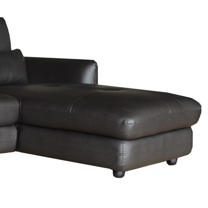 Leatherette Right Arm Facing Sofa with Ratcheting Adjustable Headrest, Black