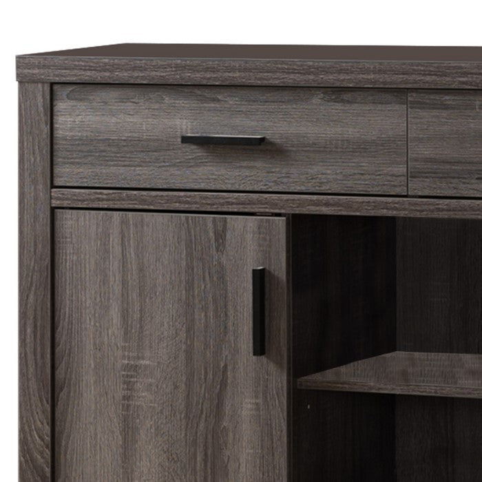 Wooden Buffet with 2 Drawers and 2 Door Cabinets, Distressed Gray