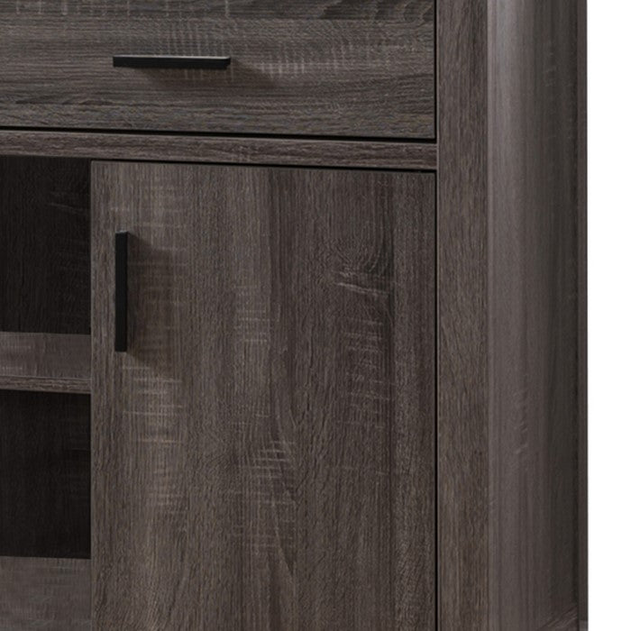 Wooden Buffet with 2 Drawers and 2 Door Cabinets, Distressed Gray