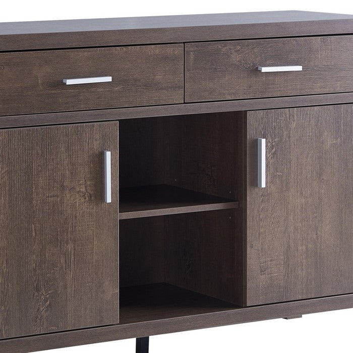 Wooden Buffet with 2 Drawers and 2 Door Cabinets, Walnut Oak