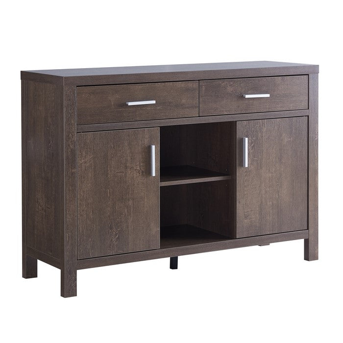 Wooden Buffet with 2 Drawers and 2 Door Cabinets, Walnut Oak