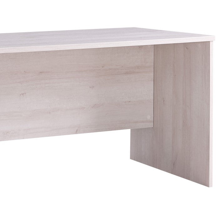 Rectangular Grained Wooden Desk with Sled Base, White Oak