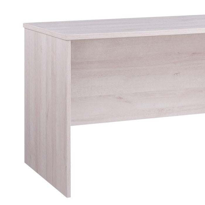 Rectangular Grained Wooden Desk with Sled Base, White Oak