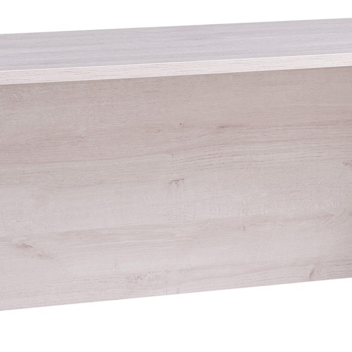 Rectangular Grained Wooden Desk with Sled Base, White Oak
