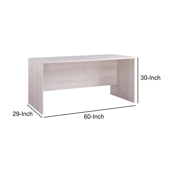 Rectangular Grained Wooden Desk with Sled Base, White Oak