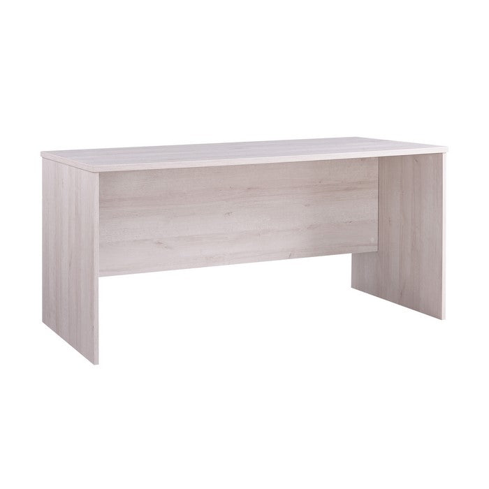 Rectangular Grained Wooden Desk with Sled Base, White Oak