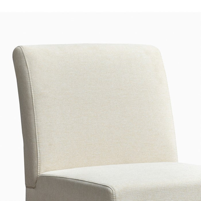 Fabric Upholstered Chair with Tapered and Flared Legs, Beige and Black