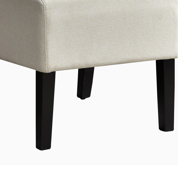Fabric Upholstered Chair with Tapered and Flared Legs, Beige and Black
