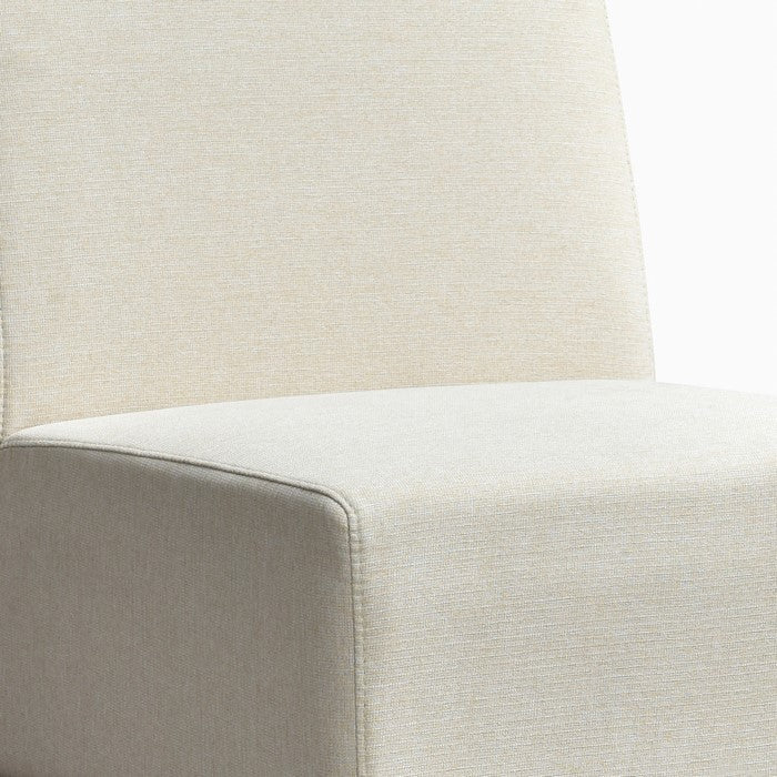 Fabric Upholstered Chair with Tapered and Flared Legs, Beige and Black