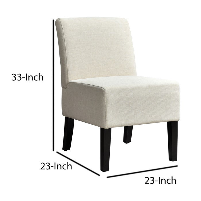Fabric Upholstered Chair with Tapered and Flared Legs, Beige and Black