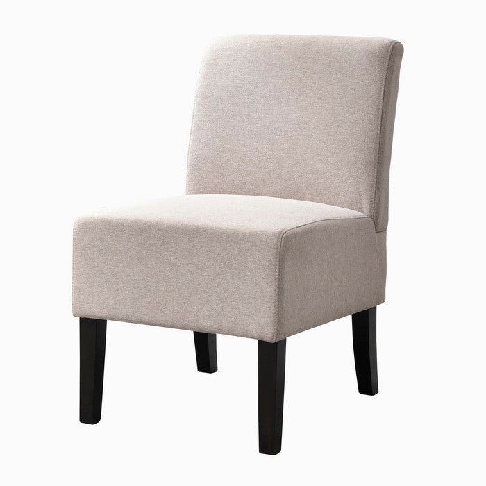 Fabric Upholstered Chair with Tapered and Flared Legs, Brown and Black