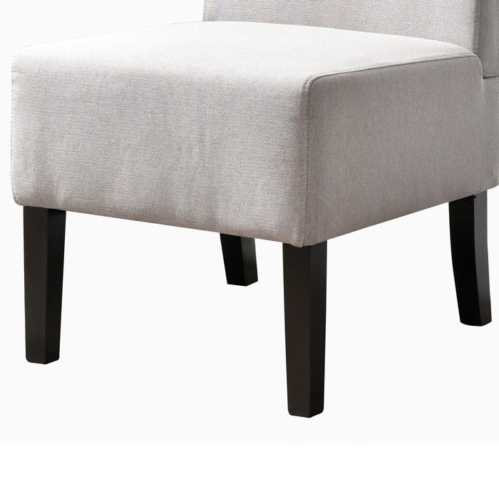 Fabric Upholstered Chair with Tapered and Flared Legs, Gray and Black