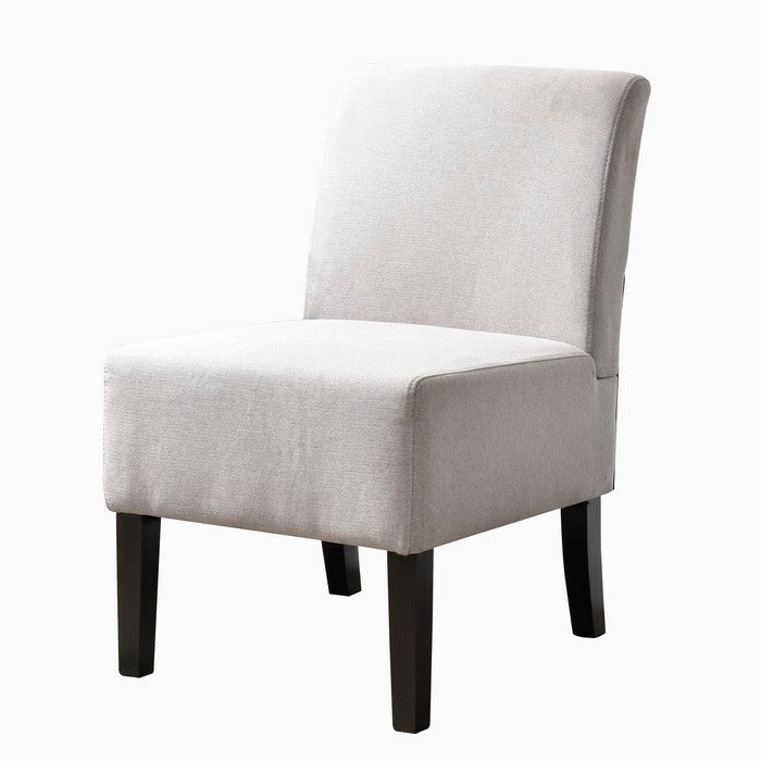 Fabric Upholstered Chair with Tapered and Flared Legs, Gray and Black