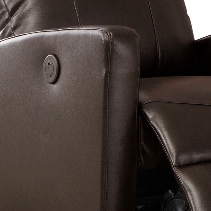 Leatherette Power Recliner Chair with Sloped Track Arms, Dark Brown